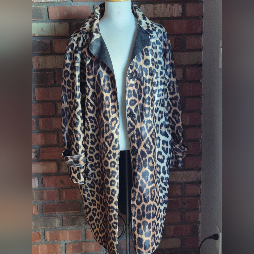NWT House of Fluff Leopard Print Women's Trench Coat